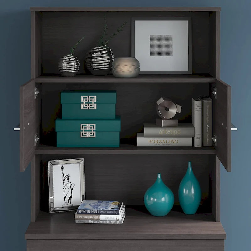 36W Bookcase Hutch | Open Shelves + Closed Cabinet | 100 lb Capacity | ANSI/BIFMA Certified