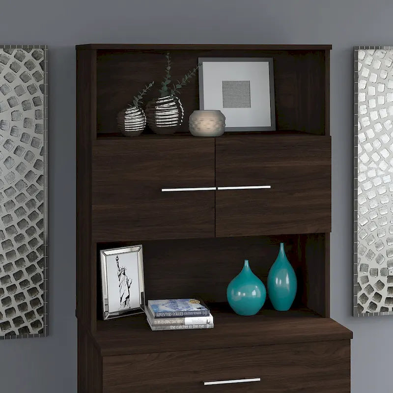 36W Bookcase Hutch | Open Shelves + Closed Cabinet | 100 lb Capacity | ANSI/BIFMA Certified