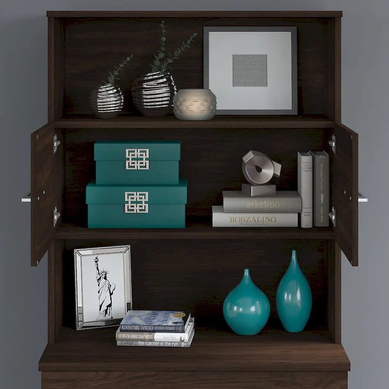 36W Bookcase Hutch | Open Shelves + Closed Cabinet | 100 lb Capacity | ANSI/BIFMA Certified