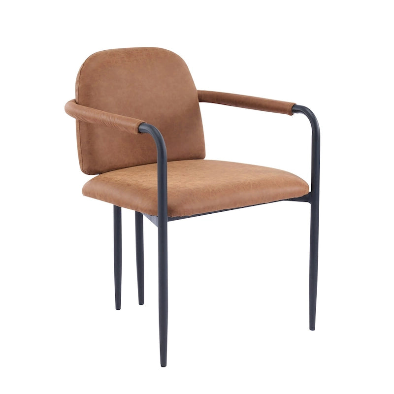 Upholstered Dining Chair Set of 2 | Iron Frame | Beige Fabric | 250 lb | 21.75W x 30.75H