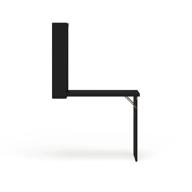 Murphy Fold-Out Convertible Desk | Black | 2 Shelves | Corkboard | Bill Organizer | 20 lb