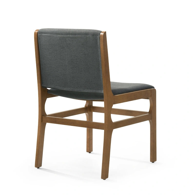 Upholstered Dining Chair Set of 2 | Rubberwood Frame | Walnut Finish | Fabric Seat | 300 lb