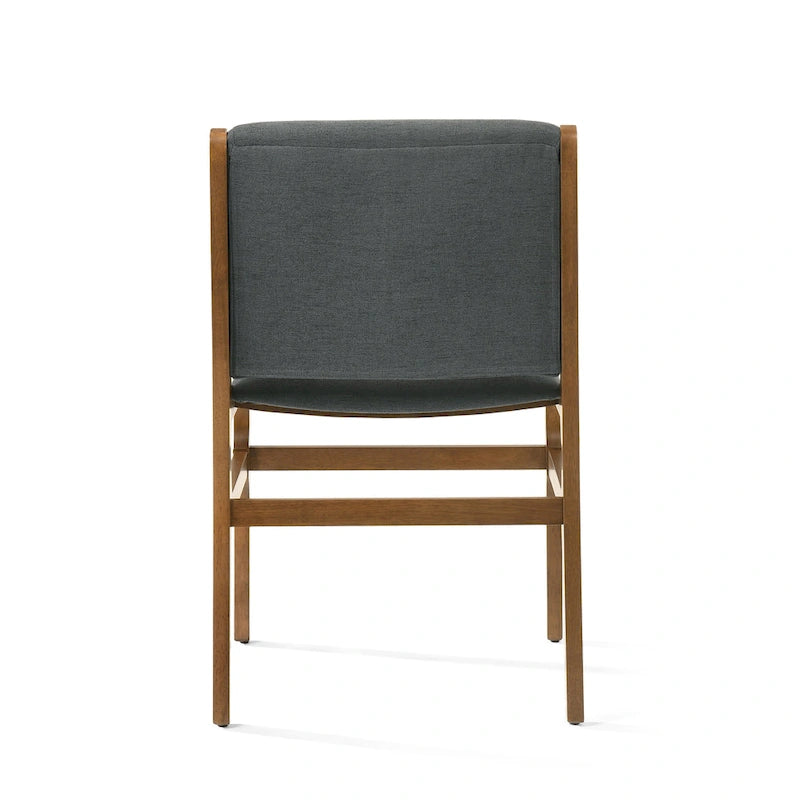 Upholstered Dining Chair Set of 2 | Rubberwood Frame | Walnut Finish | Fabric Seat | 300 lb