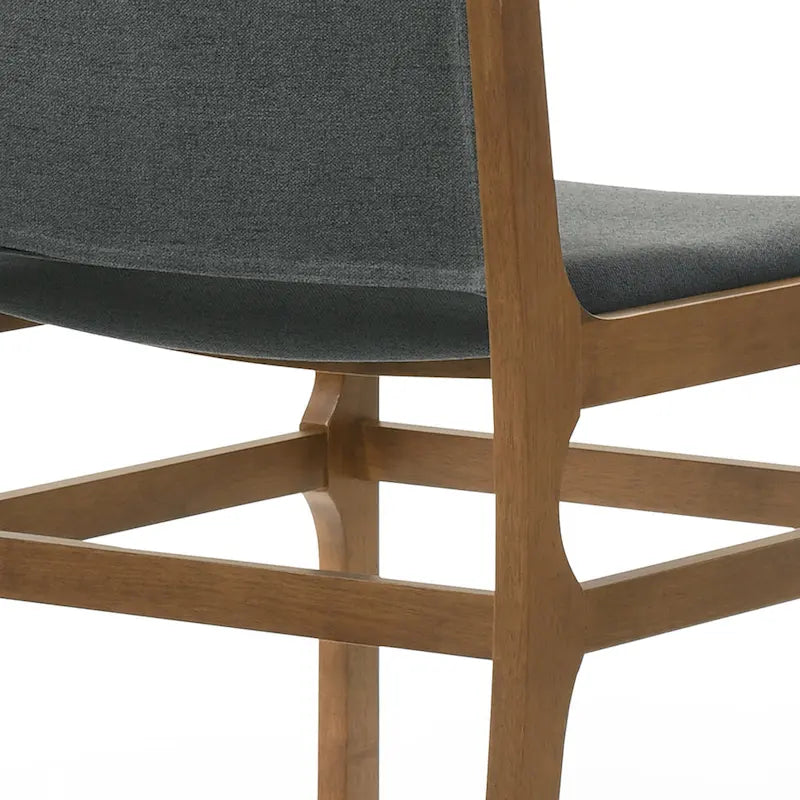 Upholstered Dining Chair Set of 2 | Rubberwood Frame | Walnut Finish | Fabric Seat | 300 lb