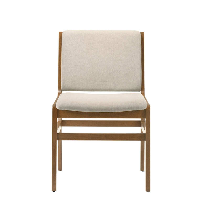Upholstered Dining Chair Set of 2 | Rubberwood Frame | Walnut Finish | Fabric Seat | 300 lb