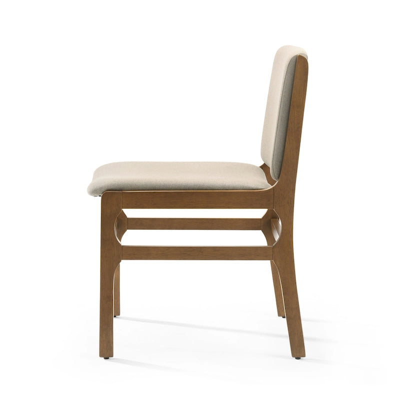 Upholstered Dining Chair Set of 2 | Rubberwood Frame | Walnut Finish | Fabric Seat | 300 lb