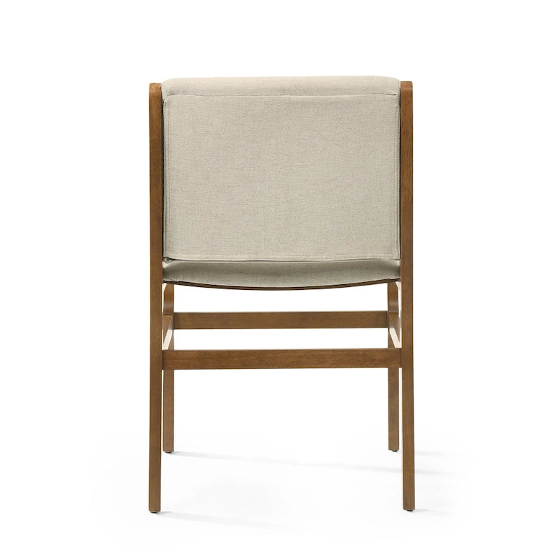 Upholstered Dining Chair Set of 2 | Rubberwood Frame | Walnut Finish | Fabric Seat | 300 lb