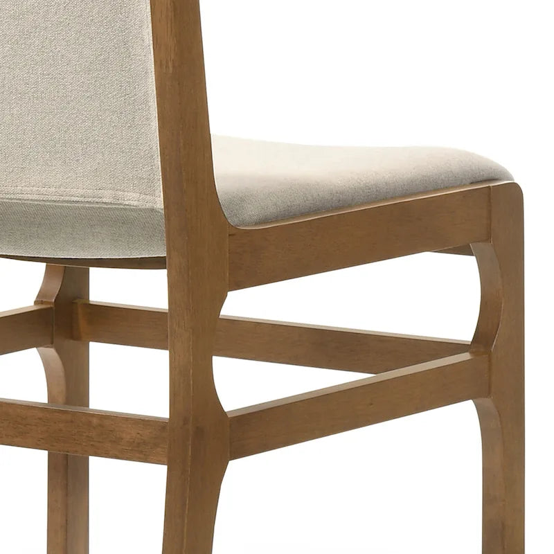 Upholstered Dining Chair Set of 2 | Rubberwood Frame | Walnut Finish | Fabric Seat | 300 lb