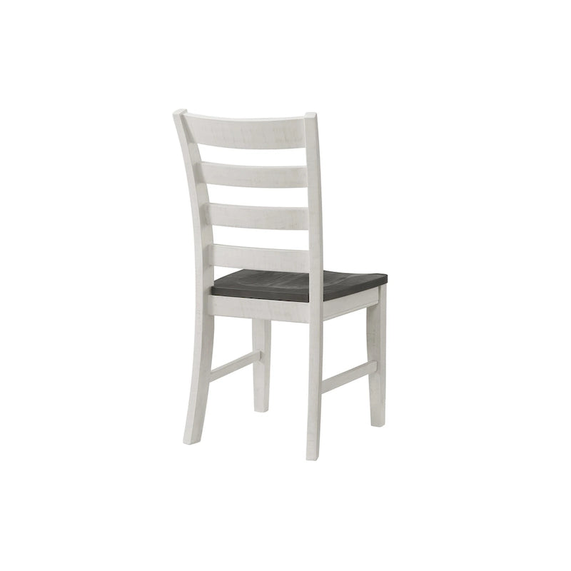 Solid Wood Dining Chair Set of 2 | Coastal Farmhouse | Ladderback | White & Grey | Pine