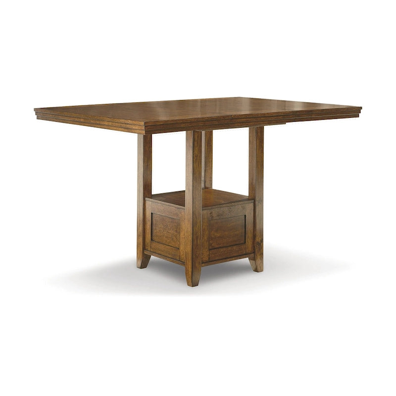 5-Piece Counter Height Dining Set | Extendable Table | 4 Faux Leather Bar Stools | Rustic Brown