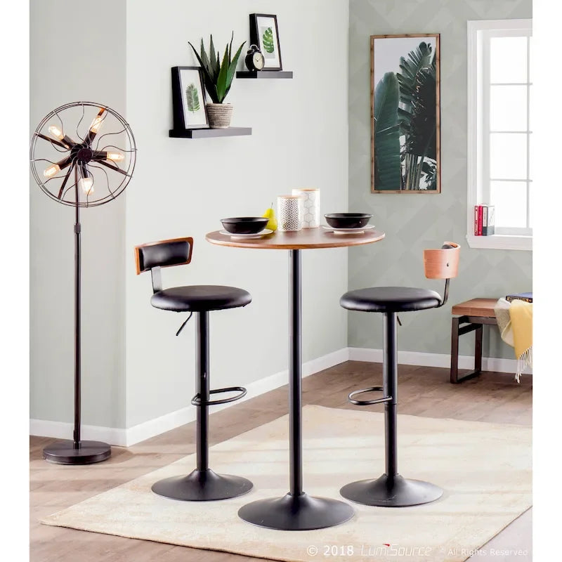 Stone Adjustable Dining, Counter, or Bar Table in Metal and Wood