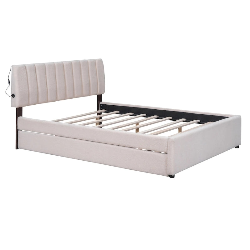 Upholstered Platform Bed with Trundle