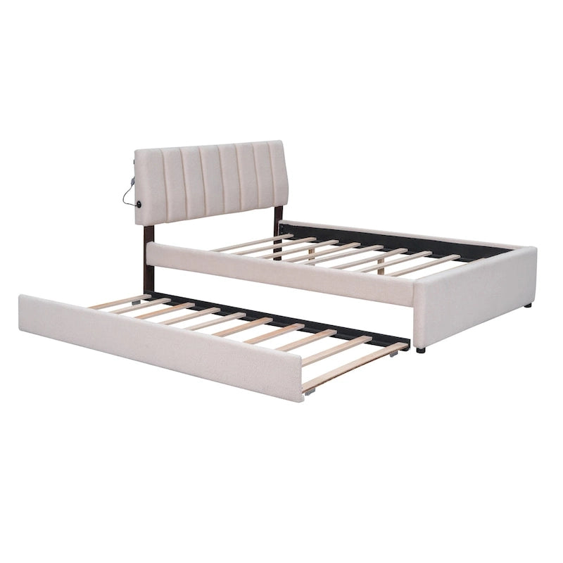 Upholstered Platform Bed with Trundle