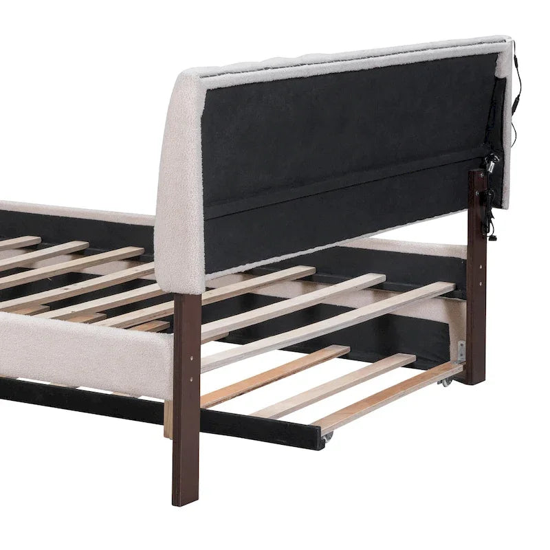 Upholstered Platform Bed with Trundle