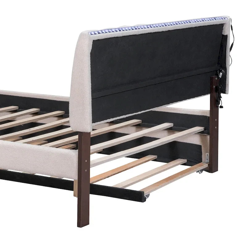 Upholstered Platform Bed with Trundle
