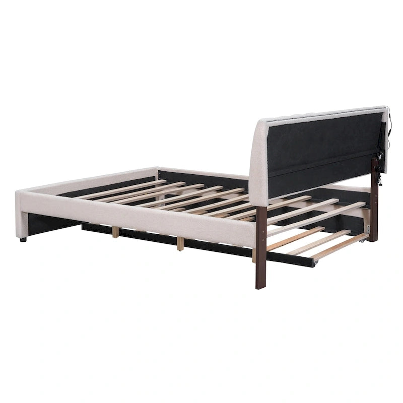 Upholstered Platform Bed with Trundle