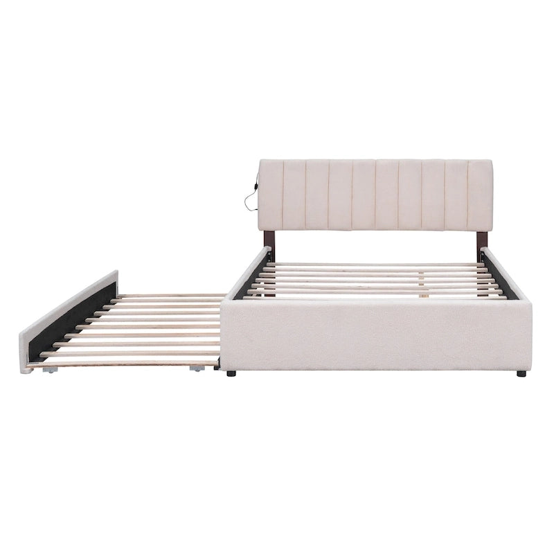 Upholstered Platform Bed with Trundle