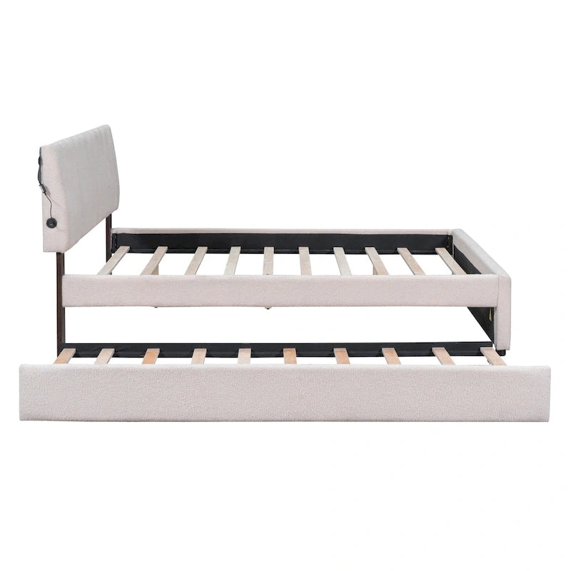 Upholstered Platform Bed with Trundle