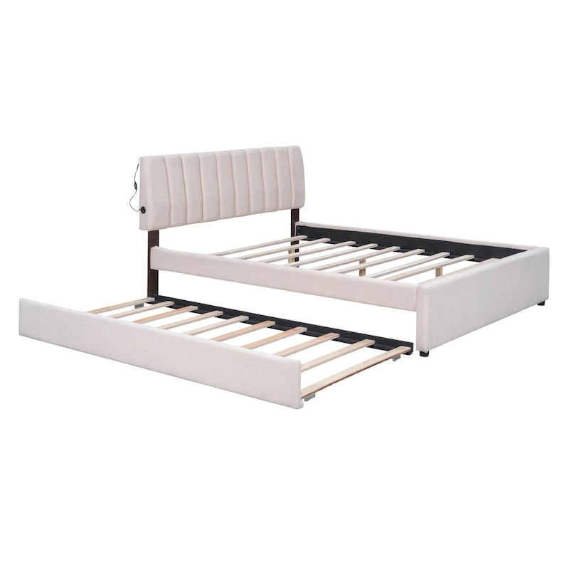 Upholstered Platform Bed with Trundle