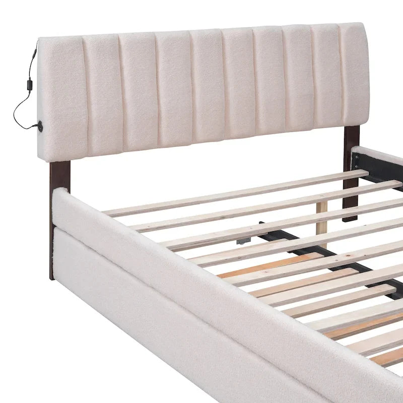 Upholstered Platform Bed with Trundle
