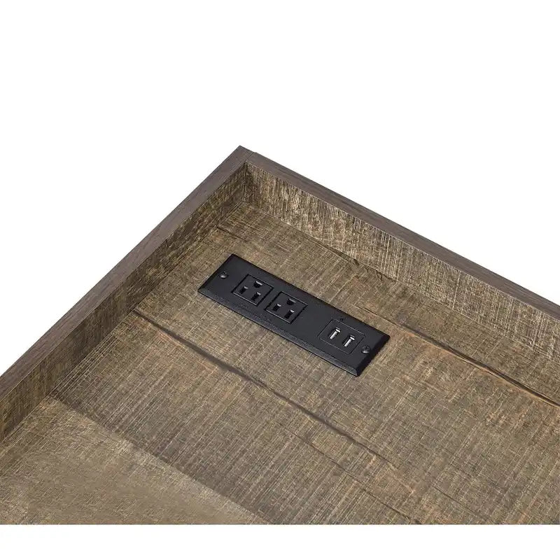 63-Inch Industrial Computer Desk | Steel Frame | Built-In USB Ports | Home Office Workstation