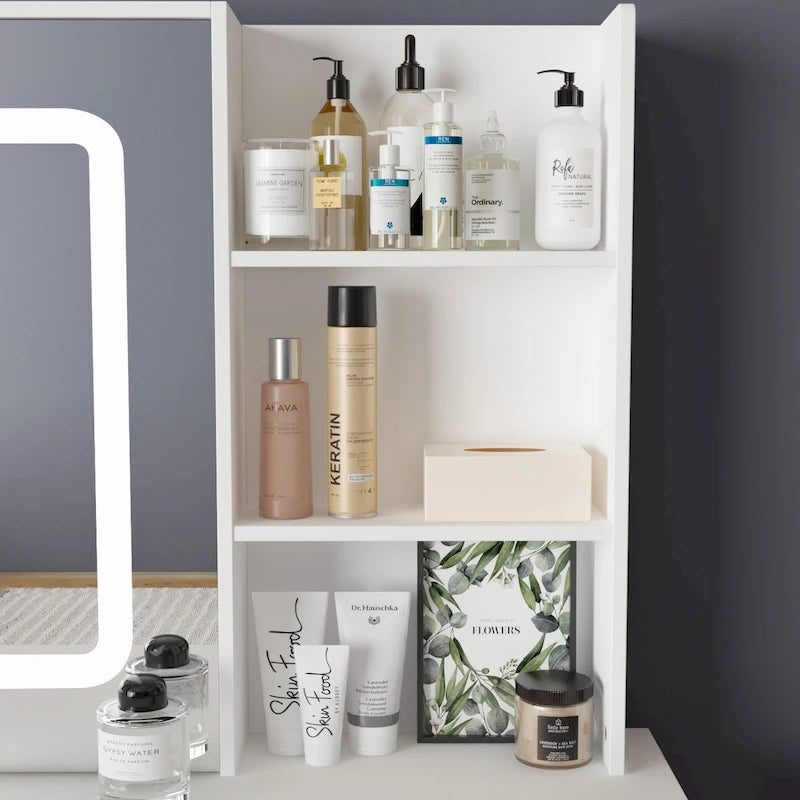 Vanity Set with Lighted Mirror | 5 Drawers | 3-Color Dimmable Light | 39.4x19.7x53.5 inches