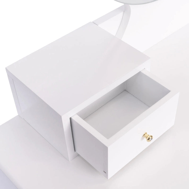 Modern Vanity with 4-Drawer Make-up Table Set with Mirror and Lights