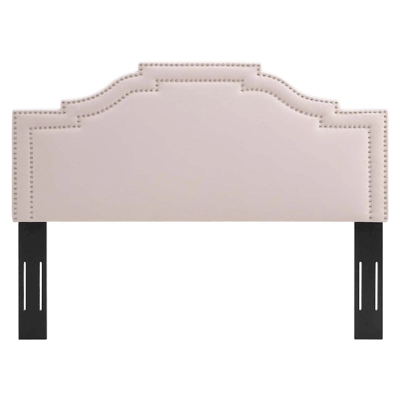 King/Cal King Velvet Upholstered Headboard | Pink | Nailhead Trim | Bedroom Accent