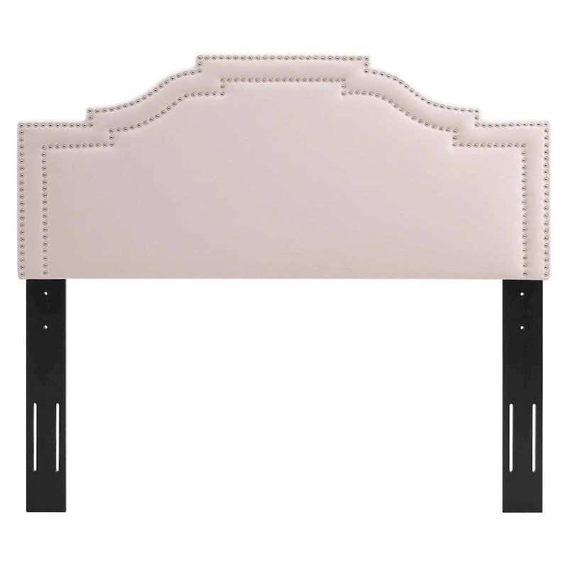 King/Cal King Velvet Upholstered Headboard | Pink | Nailhead Trim | Bedroom Accent