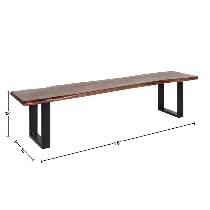 Jessore Handmade Live Edge Acacia Wood & Iron Dining Bench