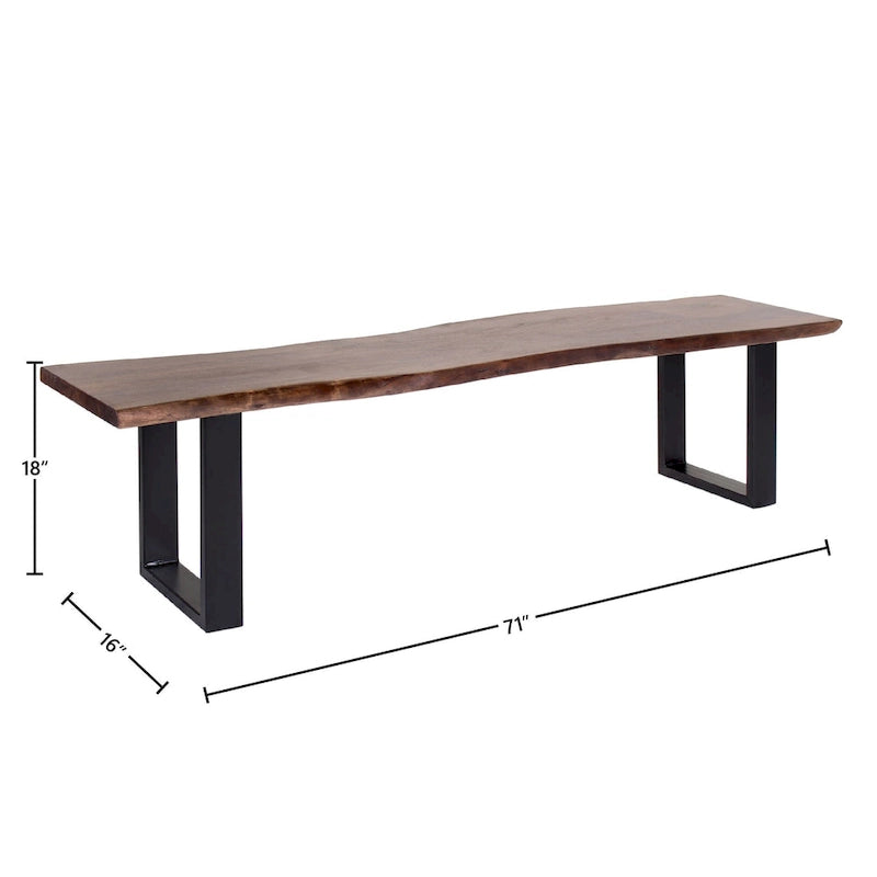 Jessore Handmade Live Edge Acacia Wood & Iron Dining Bench