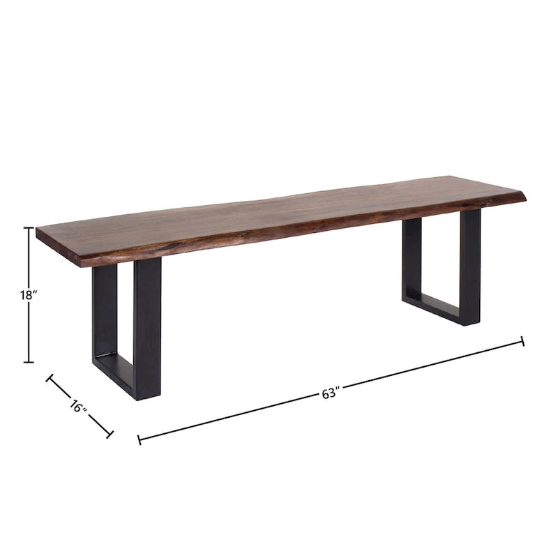 Jessore Handmade Live Edge Acacia Wood & Iron Dining Bench