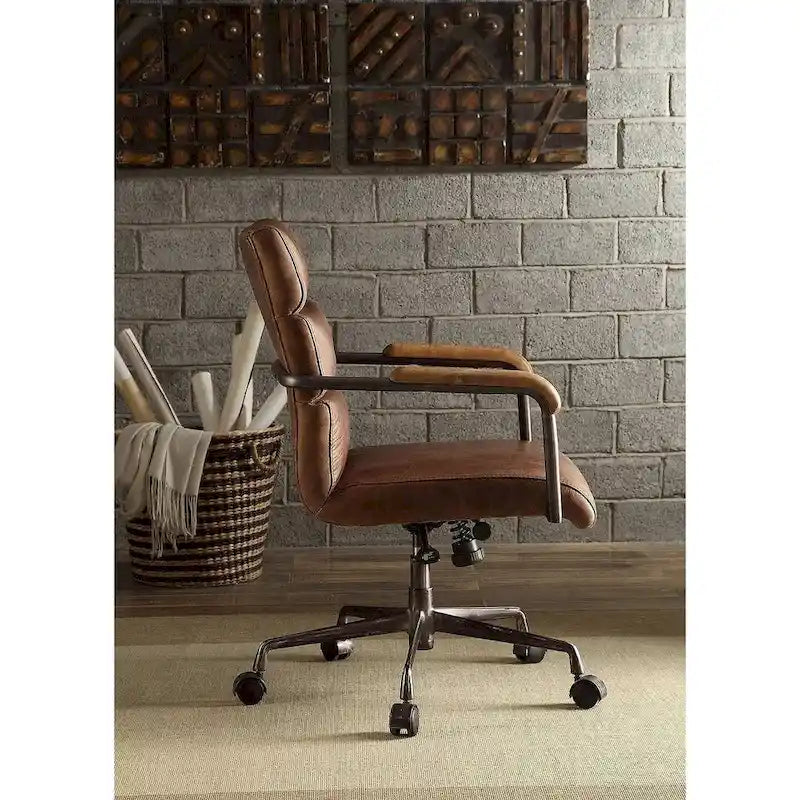 Executive Office Chair | Top Grain Leather | Pneumatic Height Adjust | 5-Star Base | Retro Brown