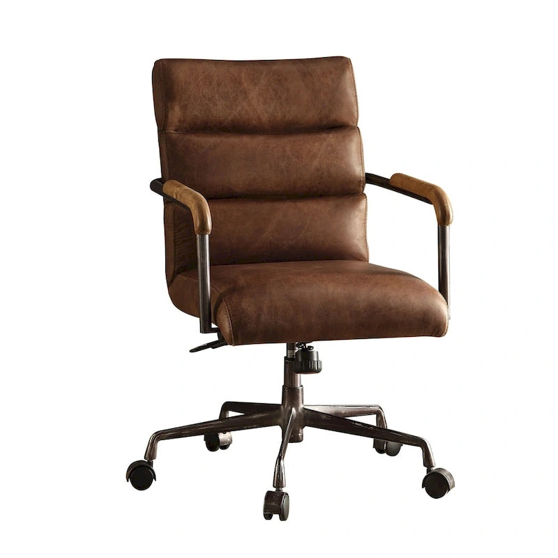 Executive Office Chair | Top Grain Leather | Pneumatic Height Adjust | 5-Star Base | Retro Brown