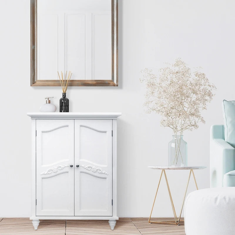 Freestanding 2-Door Floor Accent Cabinet | Versailles Style | Living Room Storage | Decorative