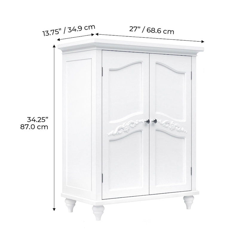 Freestanding 2-Door Floor Accent Cabinet | Versailles Style | Living Room Storage | Decorative