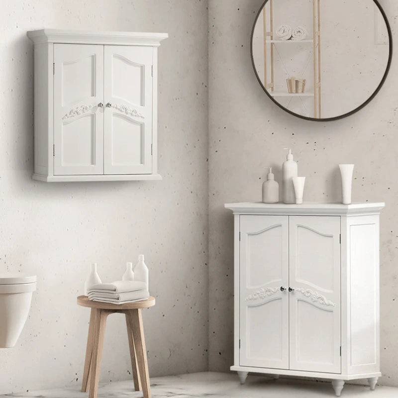 Freestanding 2-Door Floor Accent Cabinet | Versailles Style | Living Room Storage | Decorative