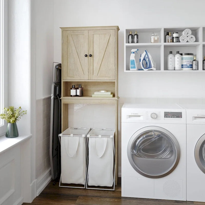 Farmhouse Over the Toilet Cabinet with Shelves and Magnetic Closure Doors