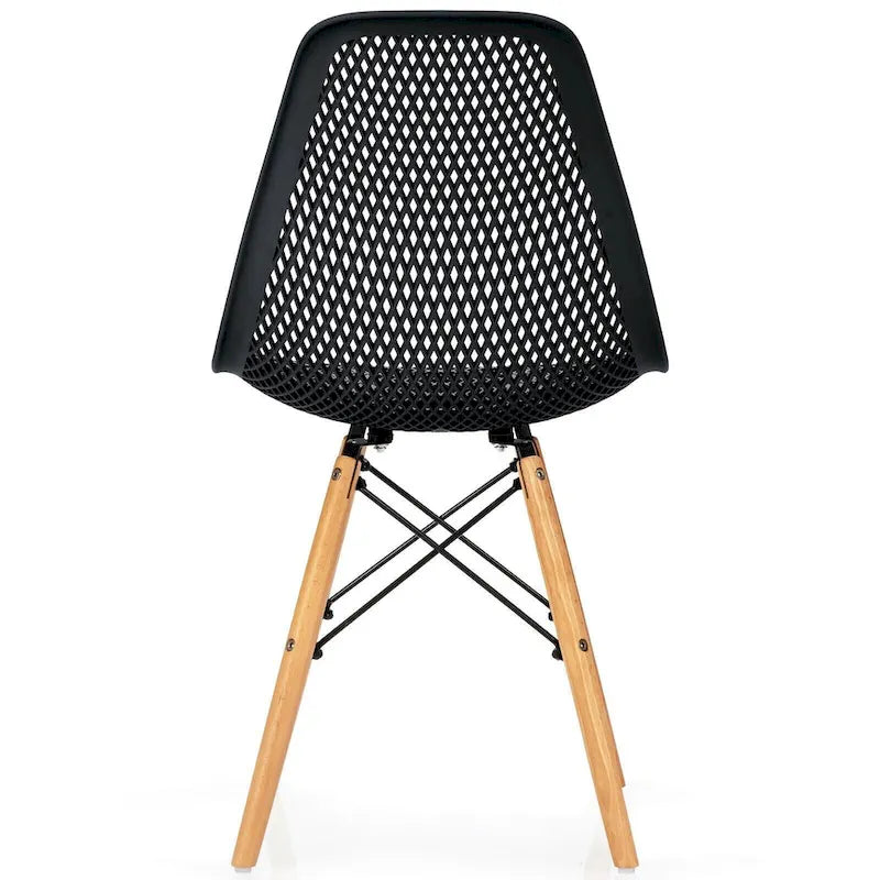 4 Pcs Modern Plastic Hollow Chair Set with Wood Leg - 22 x 18 x 32.5 (L x W x H)