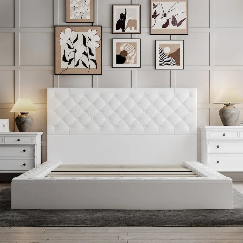 Queen/King Designer Bed Frame with LED Ambiance Lighting PU Leather