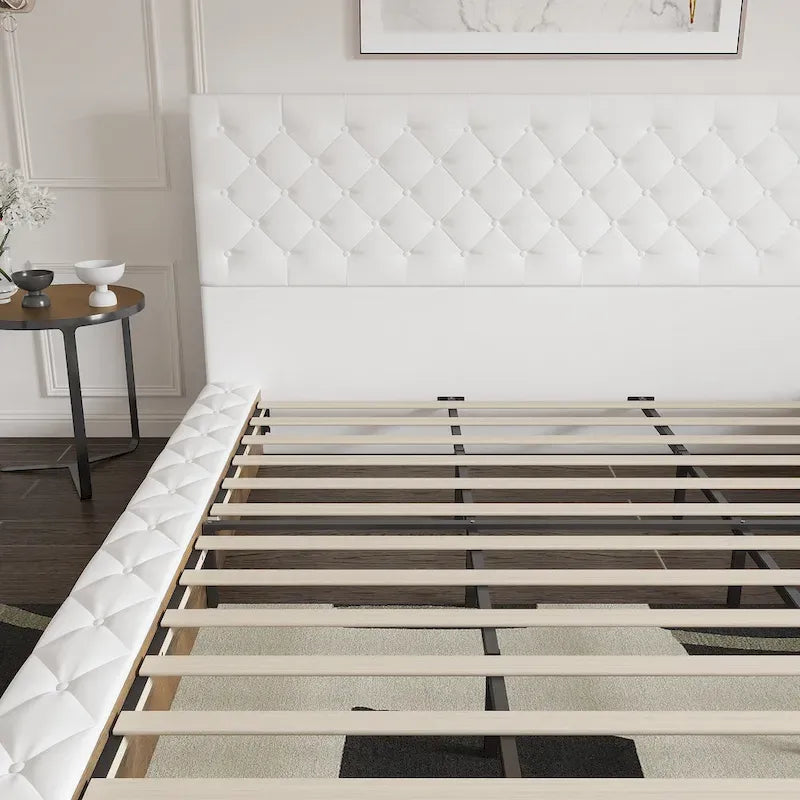 Queen/King Designer Bed Frame with LED Ambiance Lighting PU Leather