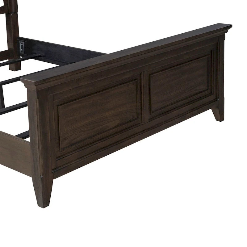 Upholstered Bed Dresser & Mirror Set | Saddle Brown | Button Tufted | Rubberwood | Queen & King