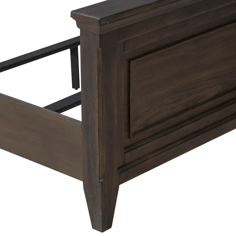 Upholstered Bed Dresser & Mirror Set | Saddle Brown | Button Tufted | Rubberwood | Queen & King