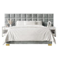 Mid-Century Modern Bedroom  | Velvet Upholstered Bed + 2 Nightstands | Queen & King | MDF