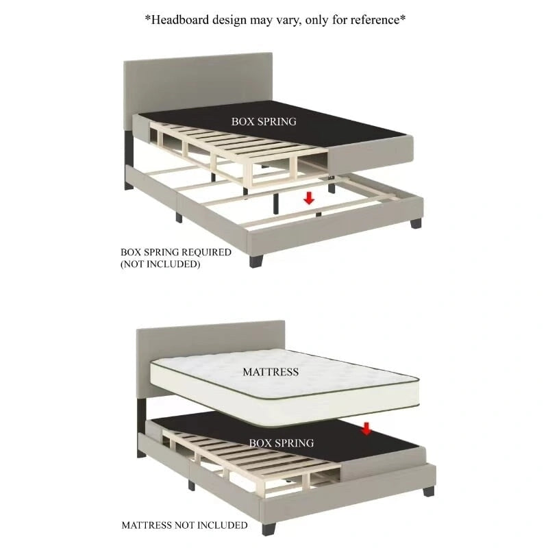 Mid-Century Modern Bedroom  | Velvet Upholstered Bed + 2 Nightstands | Queen & King | MDF