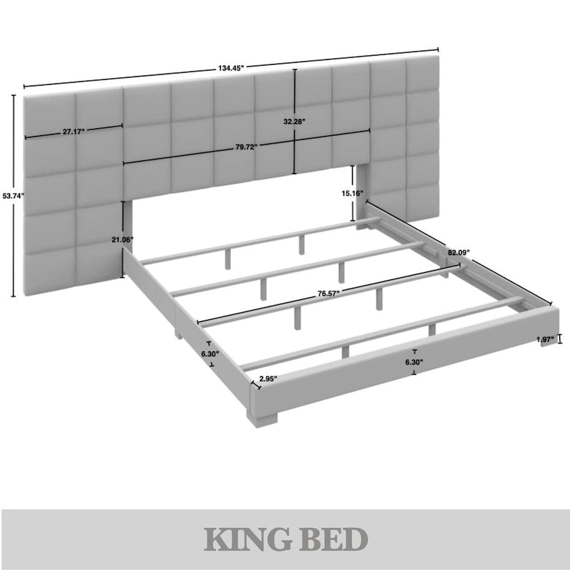 Mid-Century Modern Bedroom  | Velvet Upholstered Bed + 2 Nightstands | Queen & King | MDF