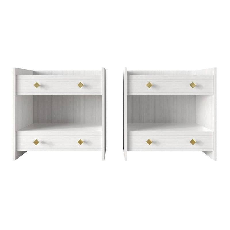 Mid-Century Modern Bedroom  | Velvet Upholstered Bed + 2 Nightstands | Queen & King | MDF