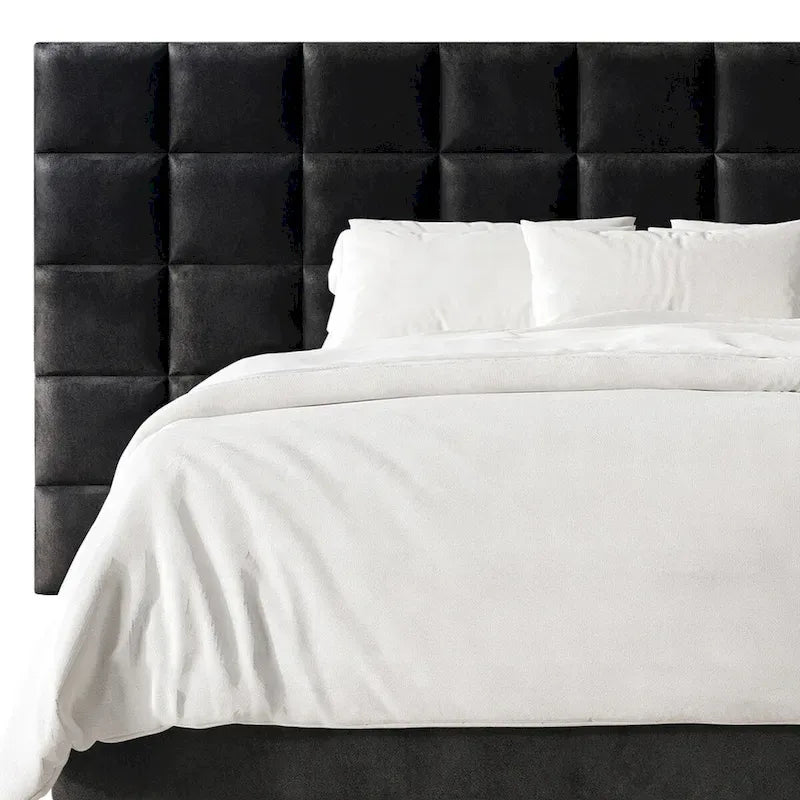 Mid-Century Modern Bedroom  | Velvet Upholstered Bed + 2 Nightstands | Queen & King | MDF