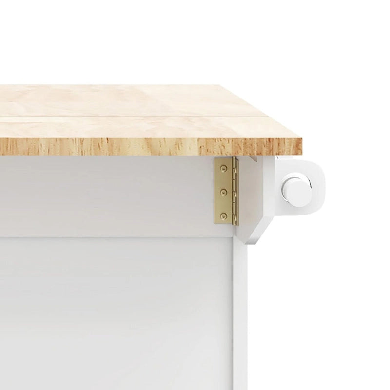 Modern Stylish Wooden Storage Kitchen Island Cart with a Drop Leaf