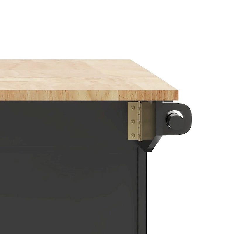 Modern Stylish Wooden Storage Kitchen Island Cart with a Drop Leaf